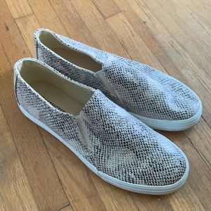 Snakeskin slip ons